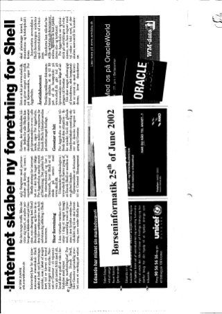 Article - Børseninformatik 25-6-2002 - internet creates new business for shell