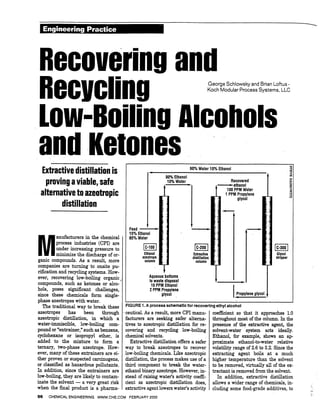 Recovering and Recycling Low-Boiling Alcohols and Ketones: CHEMICAL ENGINEERING, February 2000