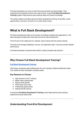 Full Stack Development Training-Chandigarh | PDF