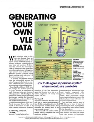 Generating Your Own VLE Data: CHEMICAL ENGINEERING, March 1995