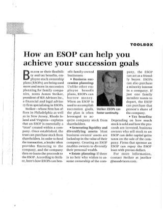How an ESOP Can Help You Achieve Your Succession Goals