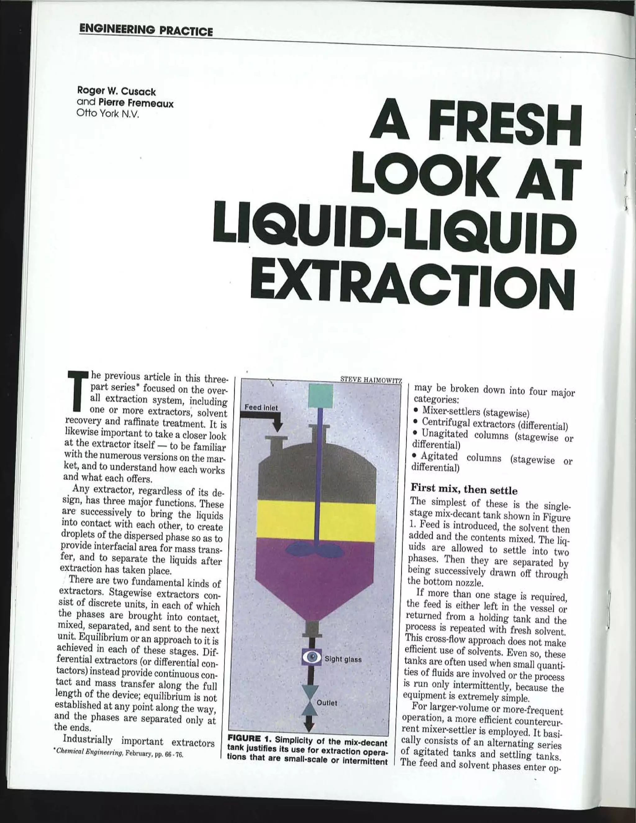 A Fresh Look At Liquid-Liquid Extraction: CHEMICAL ENGINEERING ...