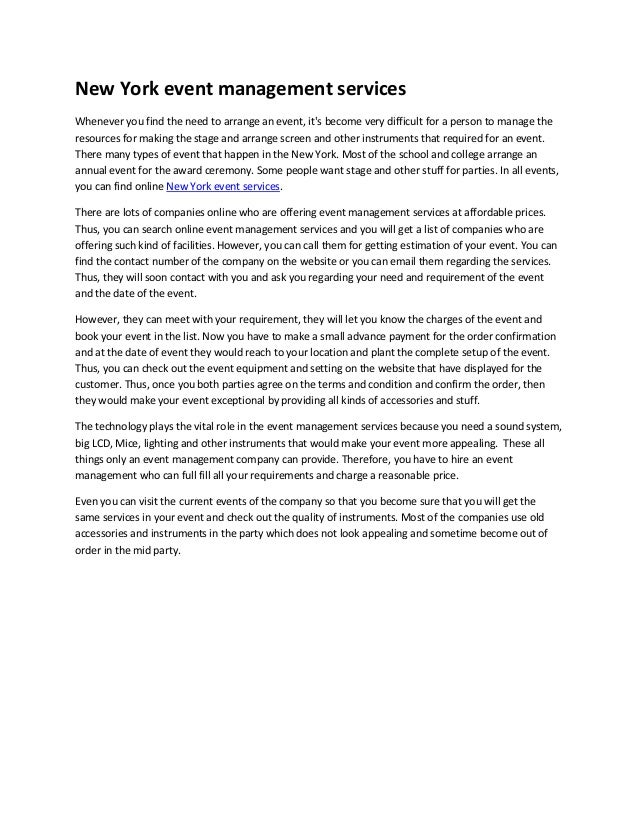 Article new york event management services