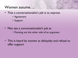 Article Outline Tannen's Sex, Lies, and Conversation | PPT