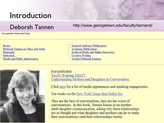 Article Outline Tannen's Sex, Lies, and Conversation | PPT