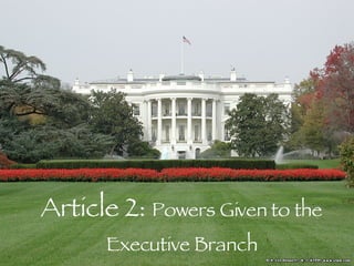 Article 2:  Powers Given to the Executive Branch 