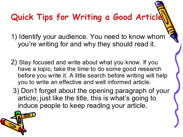Quick tips for writing a good article