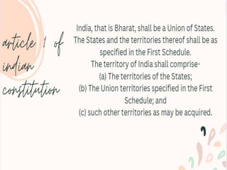 Article 1.pptx presentation of indian constitution | PPTX