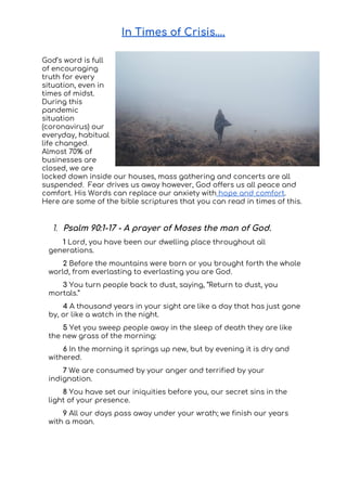 Crisis Scripture Guide.pdf In Time of Crisis | PDF