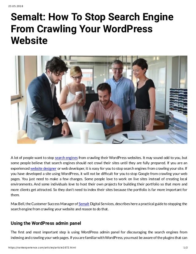 Semalt: How To Stop Search Engine From Crawling Your WordPress Website
