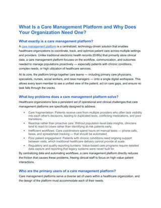 Understanding Care Management Platforms: Enhancing Healthcare ...
