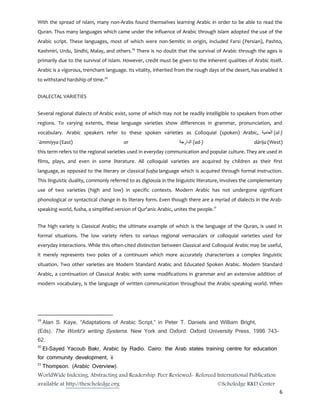INTERROGATING THE IMPORTANCE AND RELEVANCE OF ARABIC LANGUAGE TO THE ...