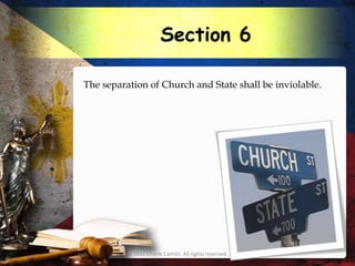 Section 6

The separation of Church and State shall be inviolable.




          © 2012 Charie Camilo. All rights reserved.
 