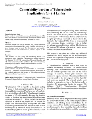 Tb Database Comorbidity burden of Tuberculosis: Implications for Sri Lanka | PDF