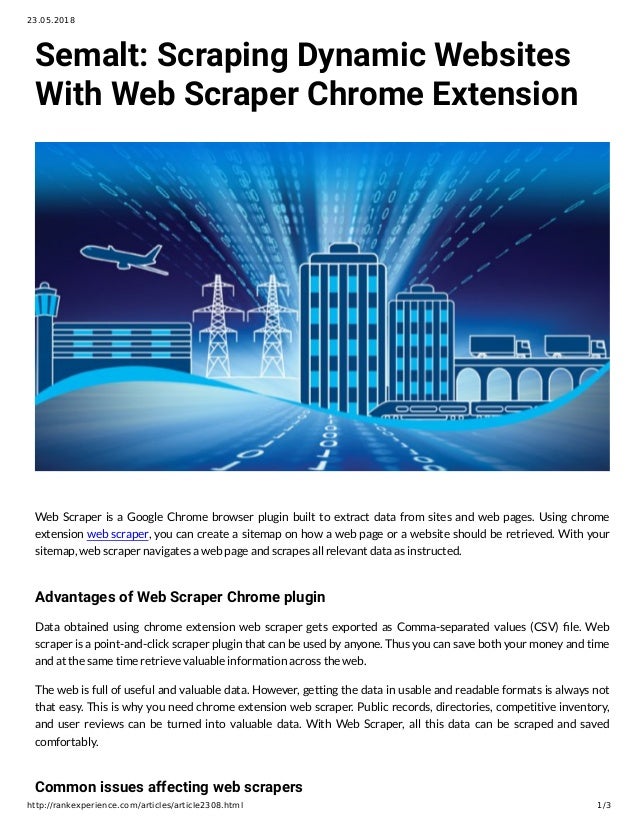 Web scraper chrome extension button