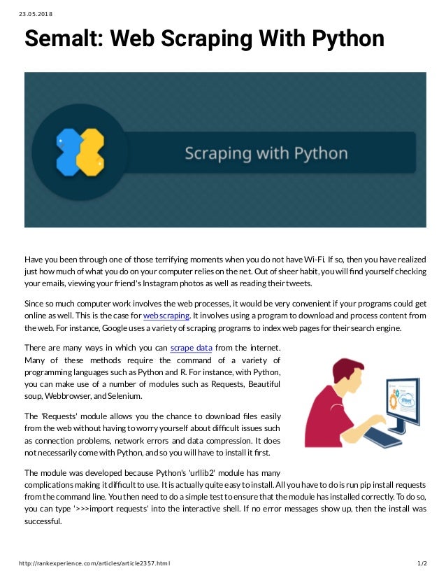Creating a web scraper python Creating a web scraper python