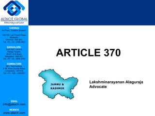 ARTICLE 370 Lakshminarayanan Alaguraja Advocate 