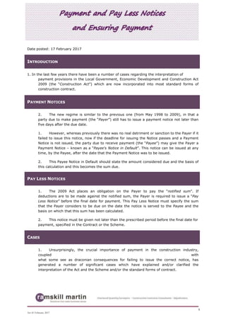Pay Less Notice Article 41 payment and pay less notices february 2017 rm03 | PPTX