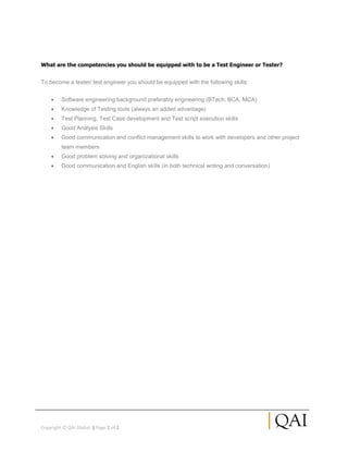 Role of a Software Tester | PDF
