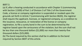 Article 6 1999.5, 8610-8619,  Article 8 8670-8676, Article 9, Article 10 Regulations.pptx