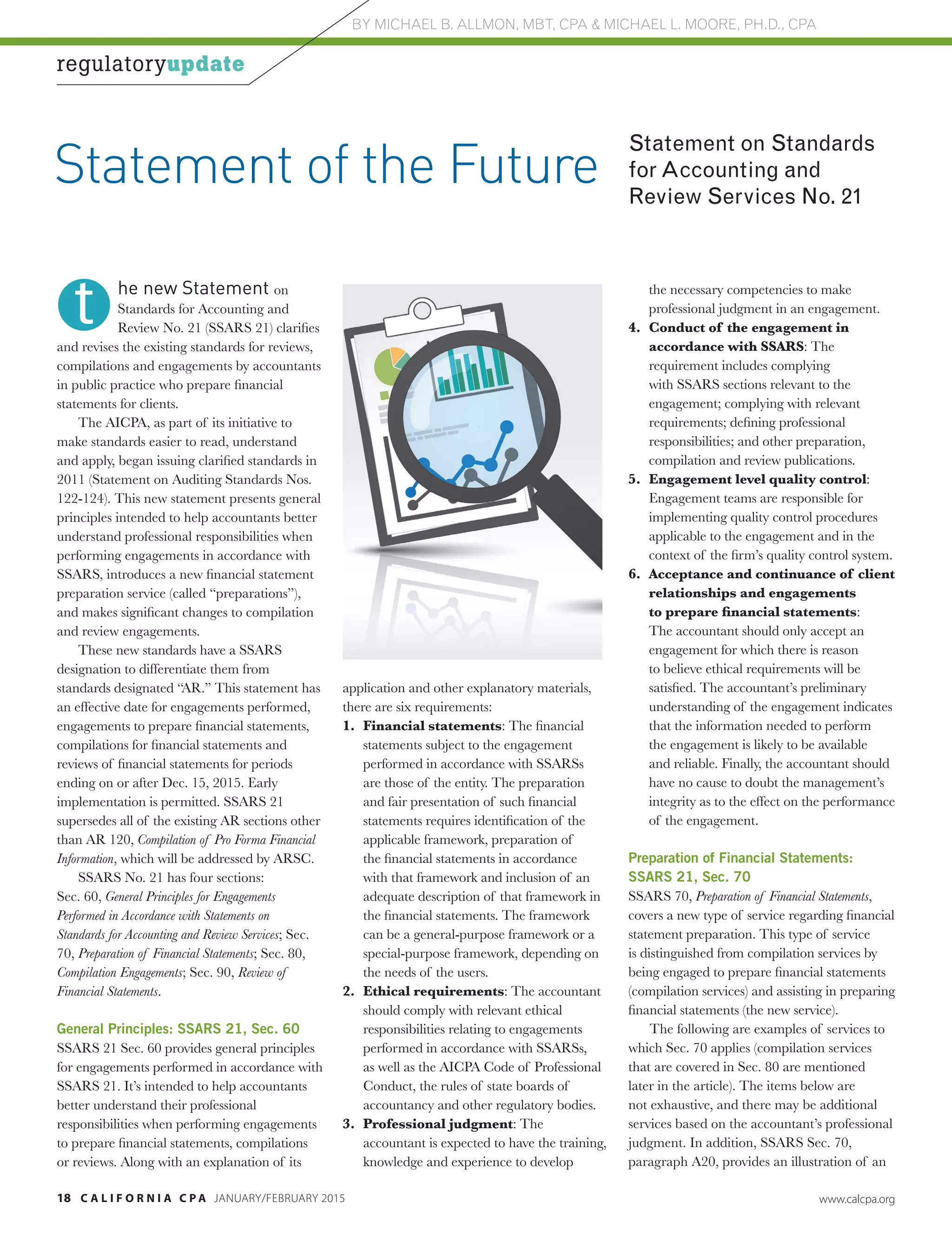 Statements On Standards For Accounting And Review Services Statement of the Future: Statement on Standards for Accounting and
