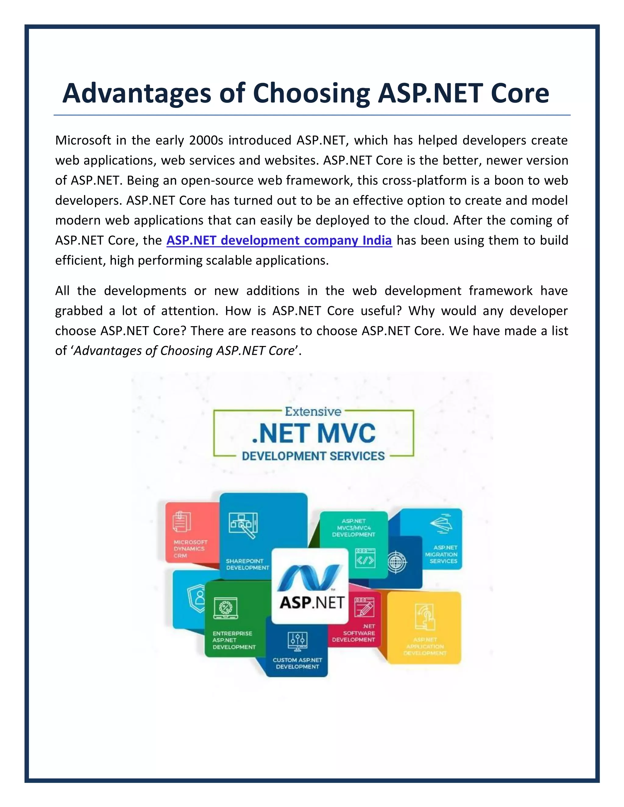 Advantages of Choosing ASP.NET Core | PDF