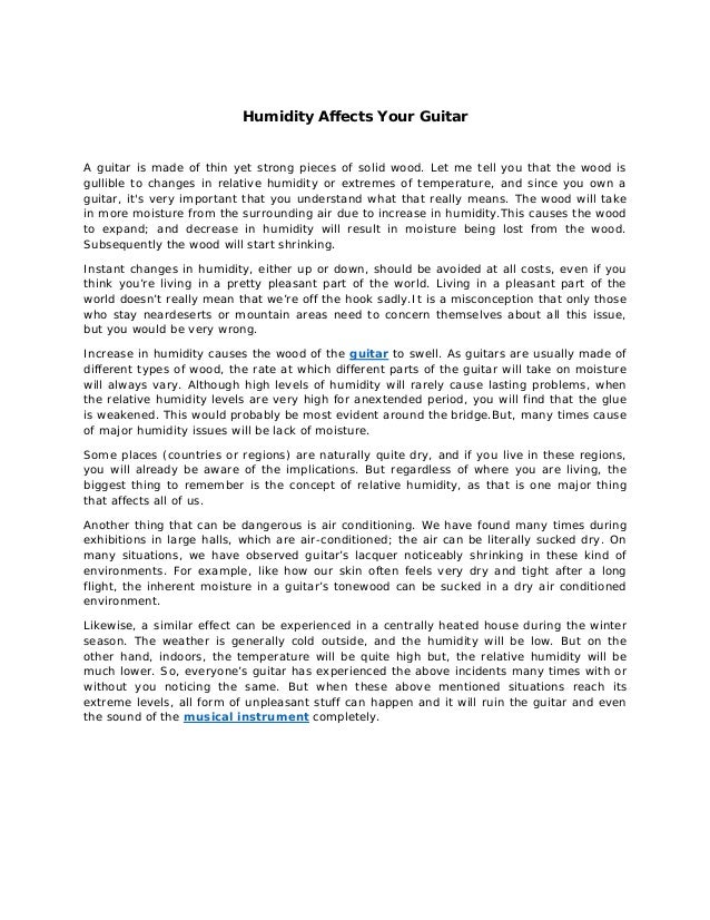 Humidity Affects Your Guitar