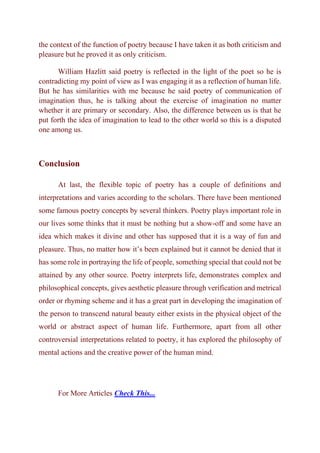Poetry and Its Function | PDF