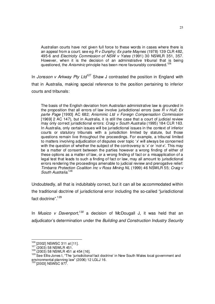 THE ANISMINIC DOCTRINE OF EXTENDED JURISDICTIONAL ERROR IN NEW SOUTH