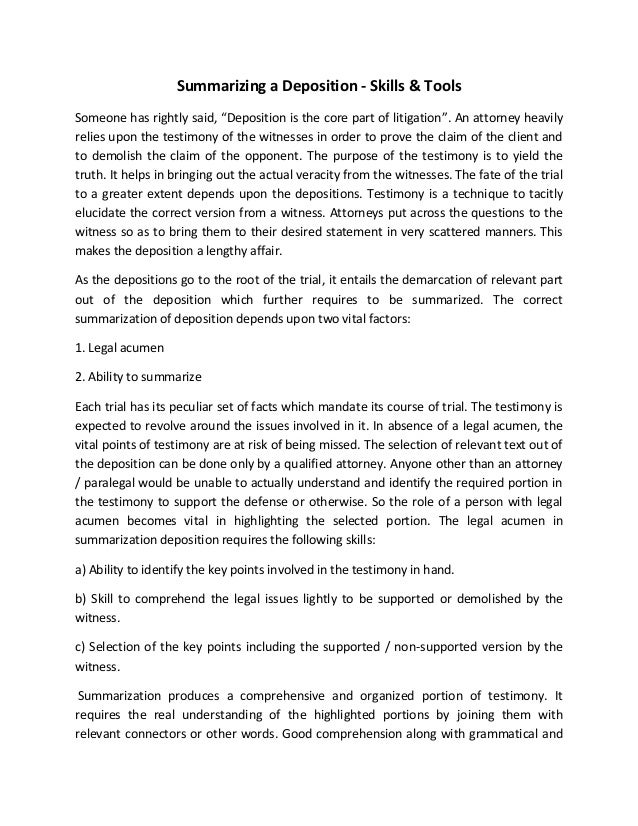 Deposition summary software image