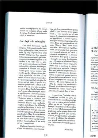 Article revue Esprit : "top chef, l'excellence à la française"