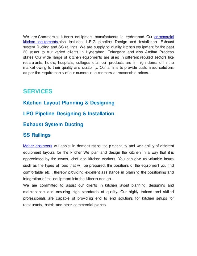 Commercial Kitchen Equipments In Hyderabad