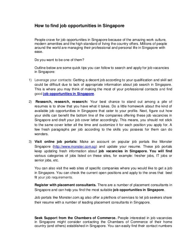 How to find job opportunities in Singapore