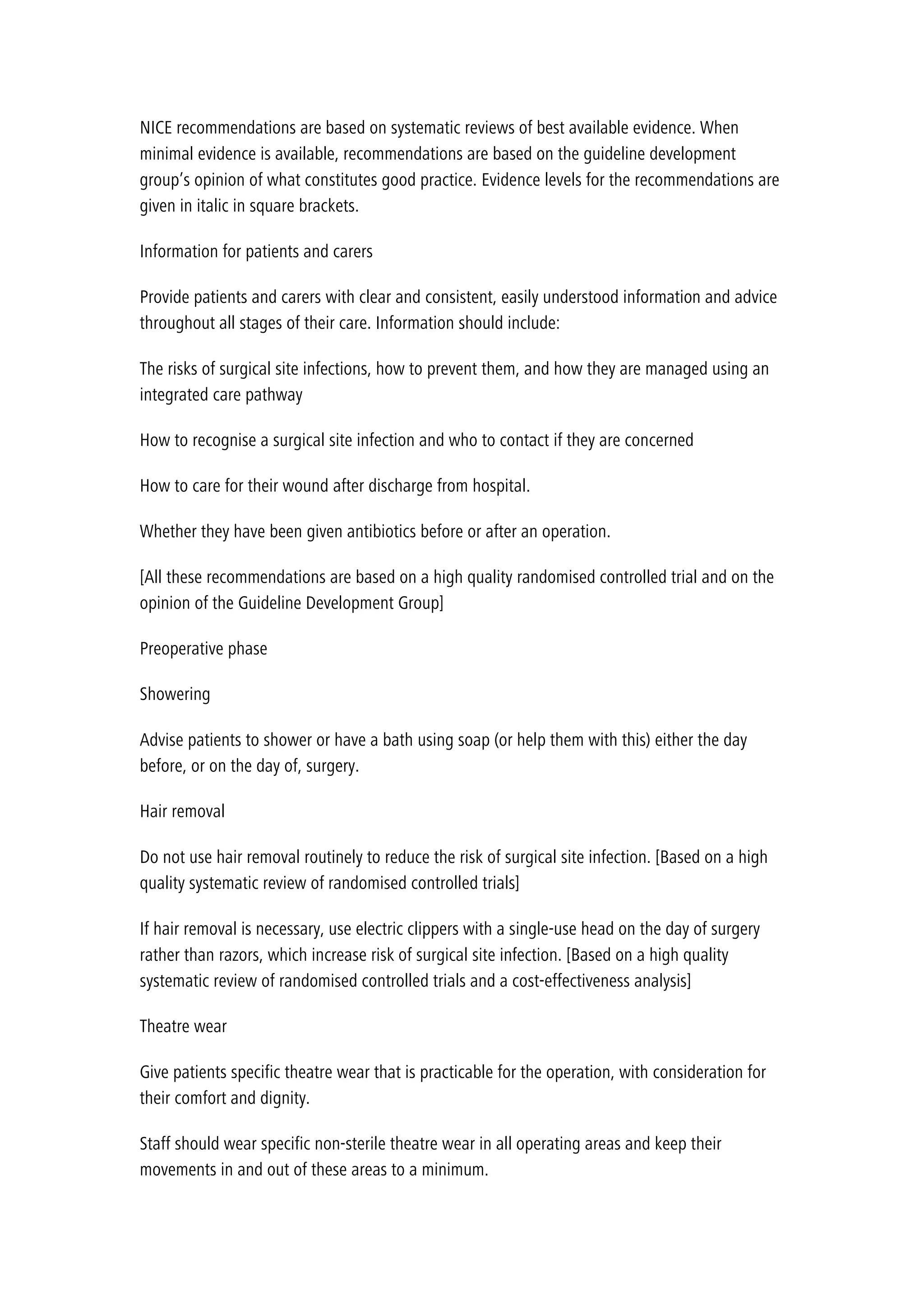 Article from the british medical journal summary of nice ssi guidelines ...