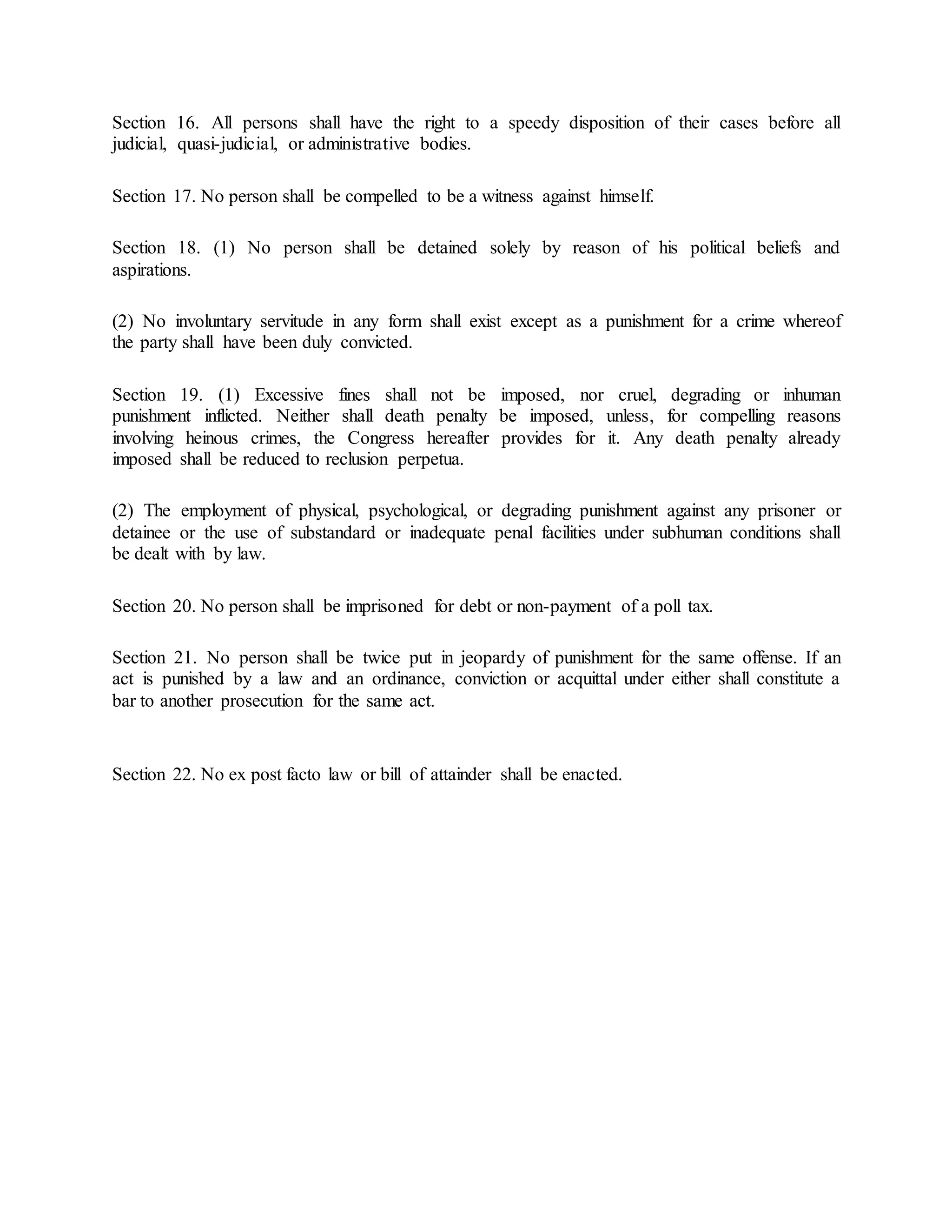 Article iii of the 1987 constitution of the republic of the philippines | DOCX