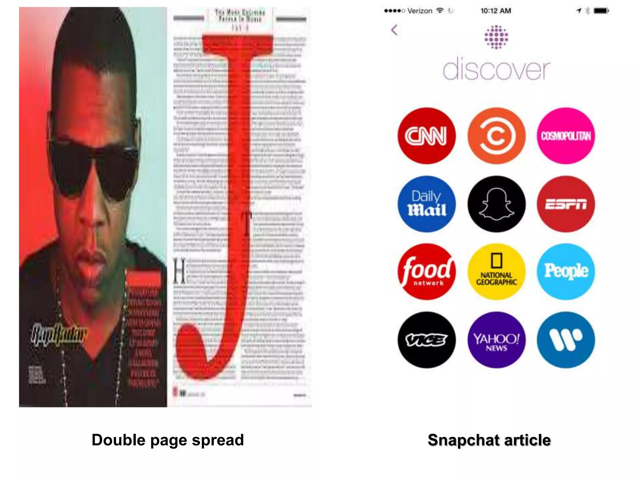 Double page spread Snapchat article
 
