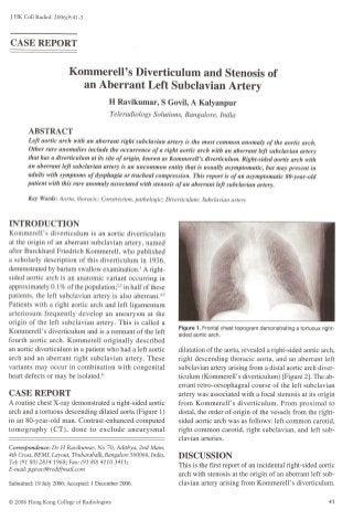Case Report : Kommerrell's Diverticulum & Stenosis  of an Aberrant Left Subclavian Artery