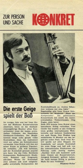 Ivan Kotov: KONKRET: Die erste Geige spielt der Bass. Interview with Ivan Kotov
