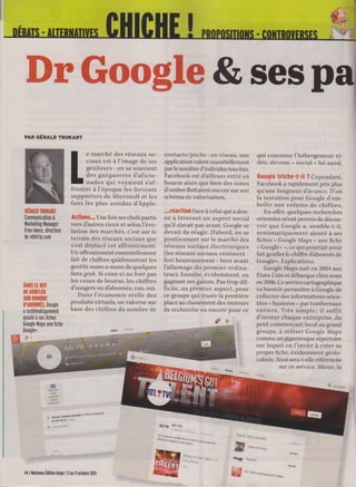 Article Google+ dans Marianne du 5 octobre