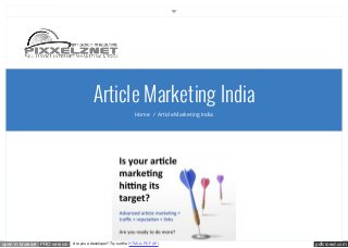 pdfcrowd.comopen in browser PRO version Are you a developer? Try out the HTML to PDF API
Article Marketing India
Home Article Marketing India/
MENU
 