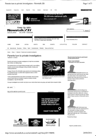 Paragon Private Investigations Ltd NZ  - Article newstalk nzb 19 june 2011