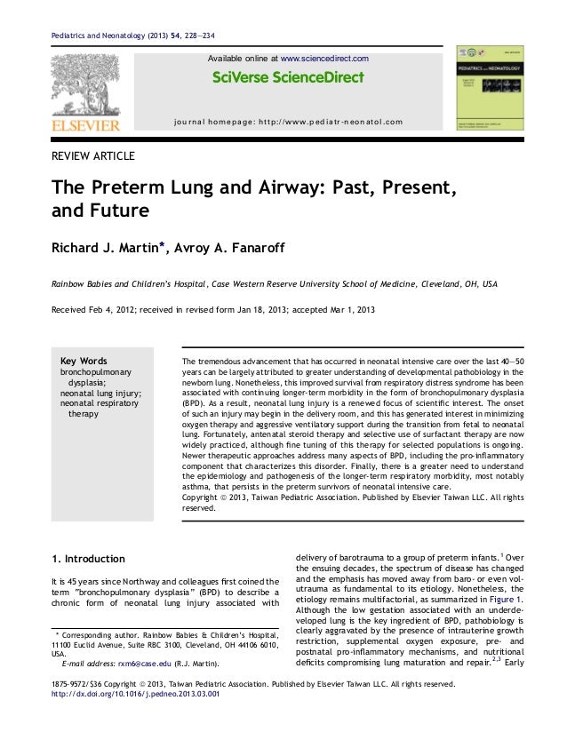 Article On The Preterm Lung And Airway