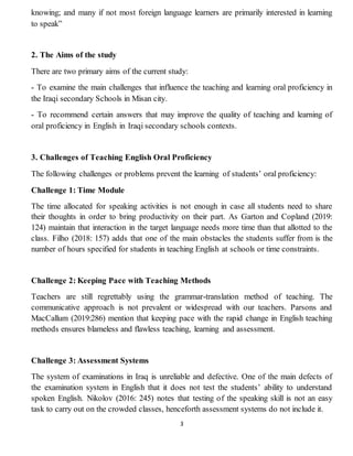 Investigating the Challenges Faced by Iraqi Secondary School Students ...