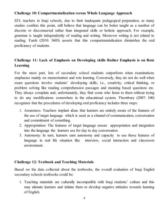 Investigating the Challenges Faced by Iraqi Secondary School Students ...