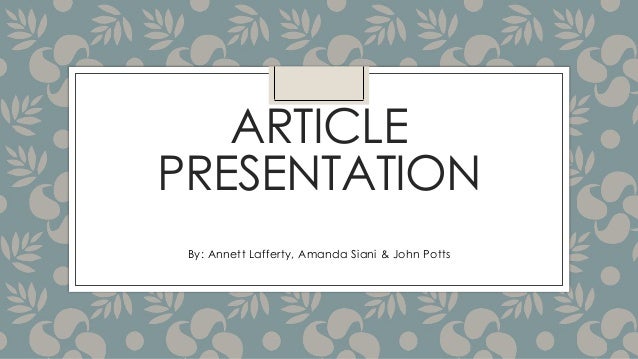 what is presentation article