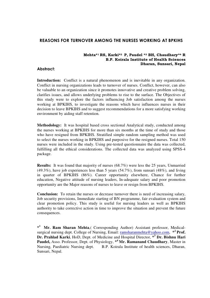 article reasons for turnover among nurses sample meeting notes