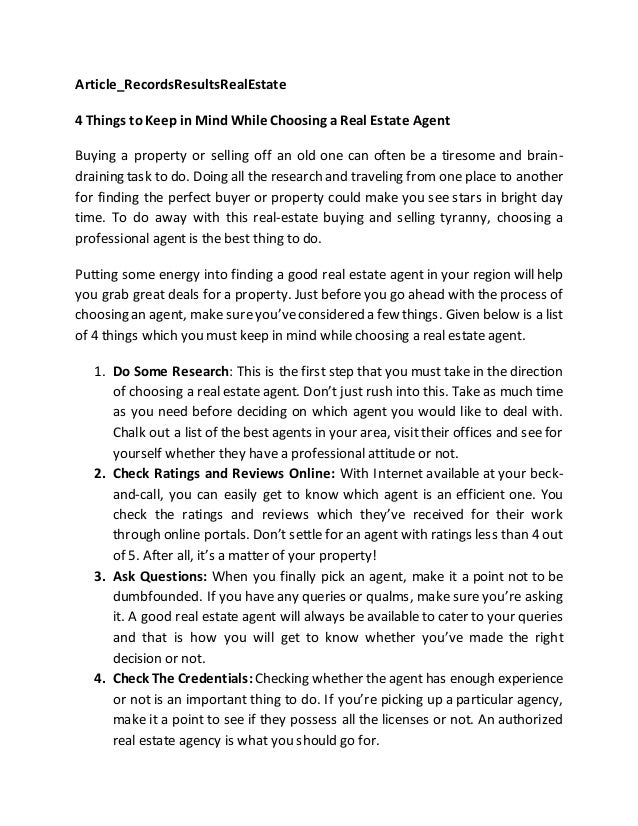 4 Things to Keep in Mind While Choosing a Real Estate Agent