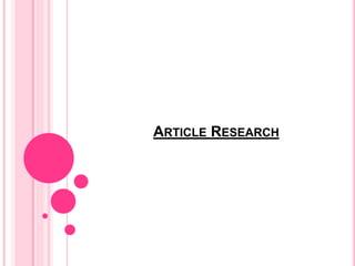 ARTICLE RESEARCH
 