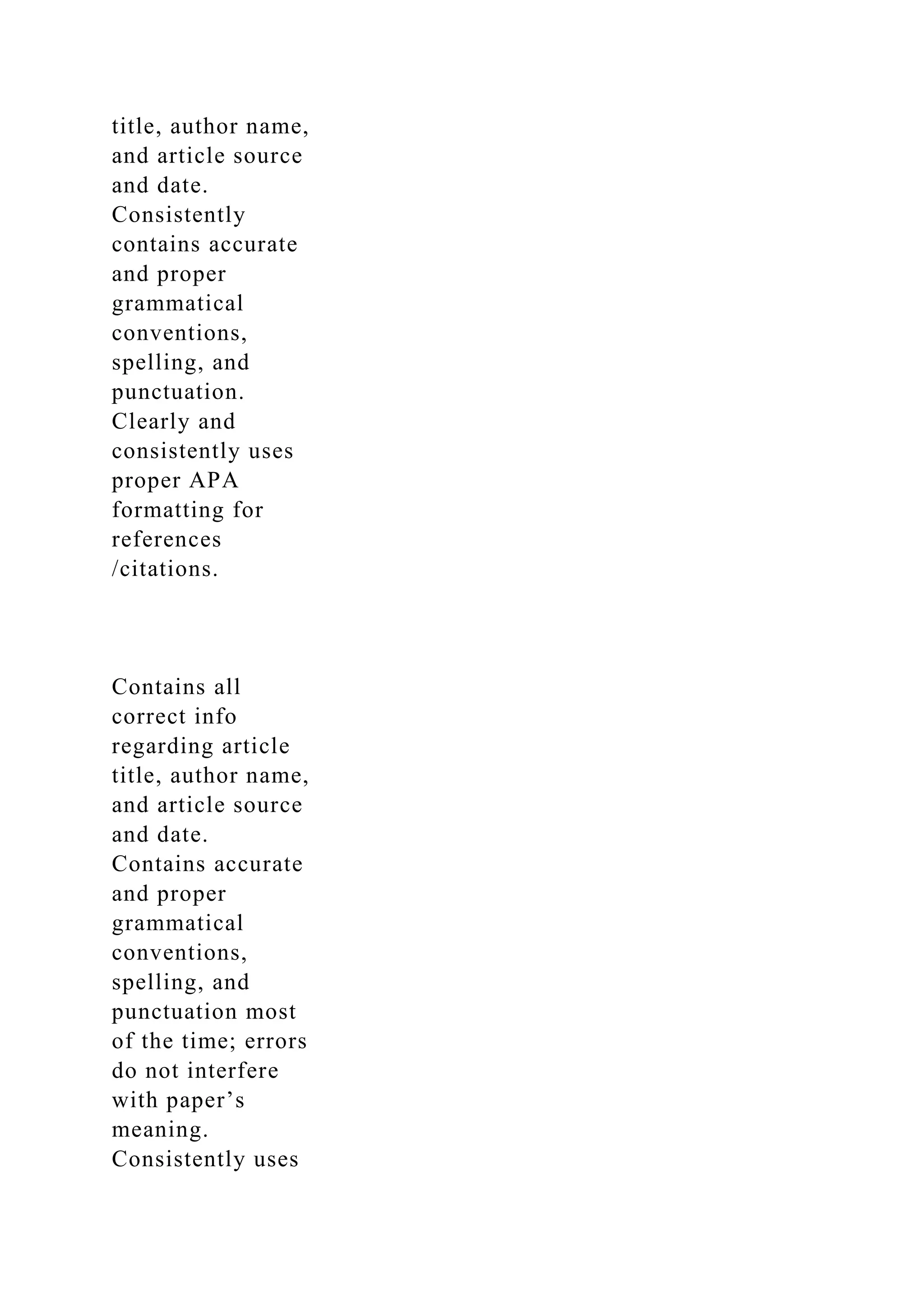 Article Scoring Guide Example Article Review Grading Rubric Grade Calculation (Summary .docx ...