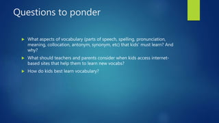 Article review presentation Vocabulary | PPTX